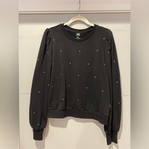 Cropped Rhinestone Sweatshirt Top